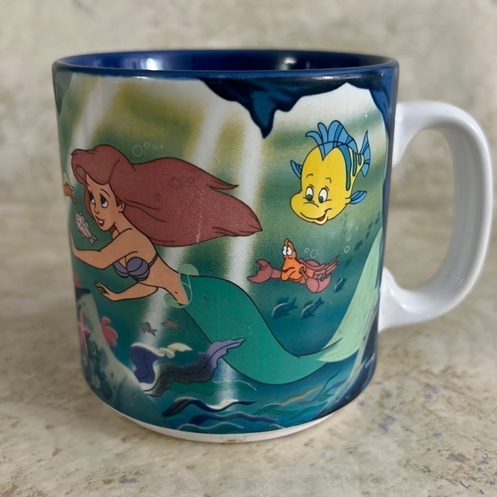 Disney Coffee Mug Little Mermaid Japan Flounder Ariel 90s - Picture 2 of 5
